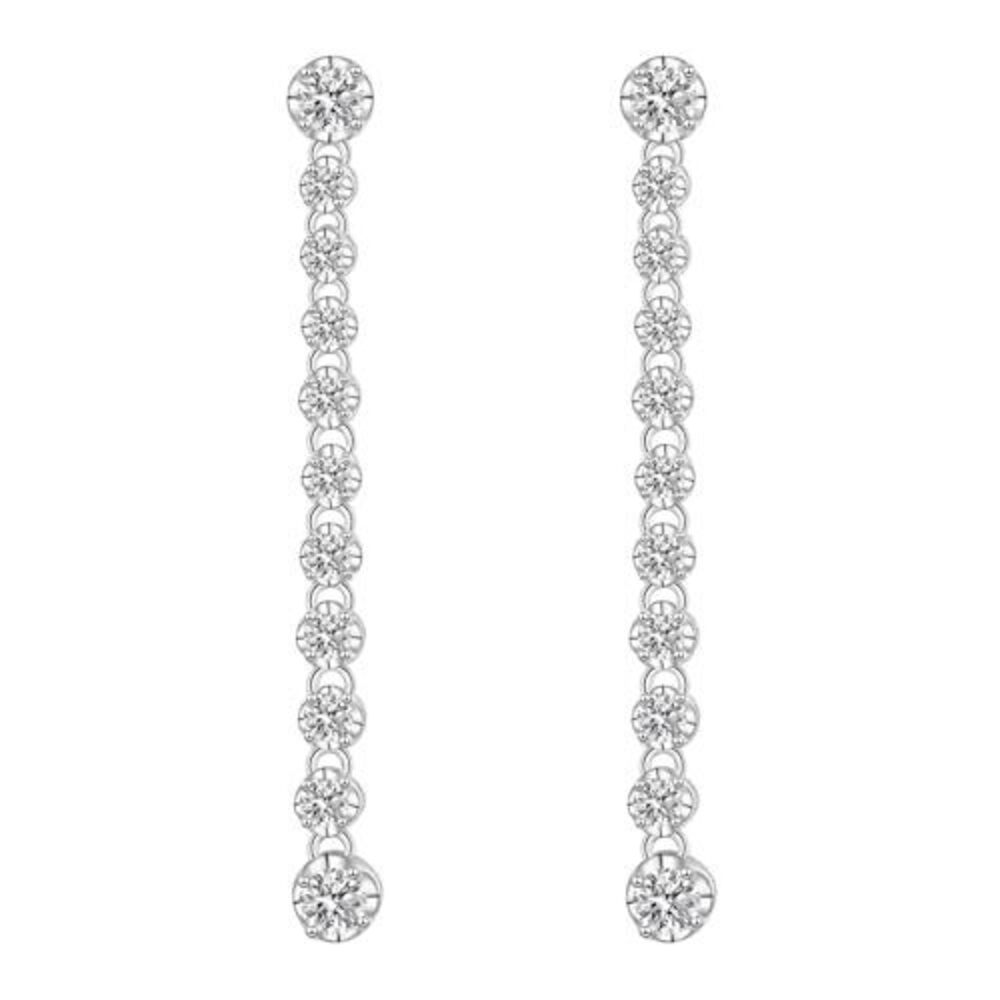 Long Moissanite Dangle Earrings - 925 Sterling Silver Earrings Linear Drop Earr
